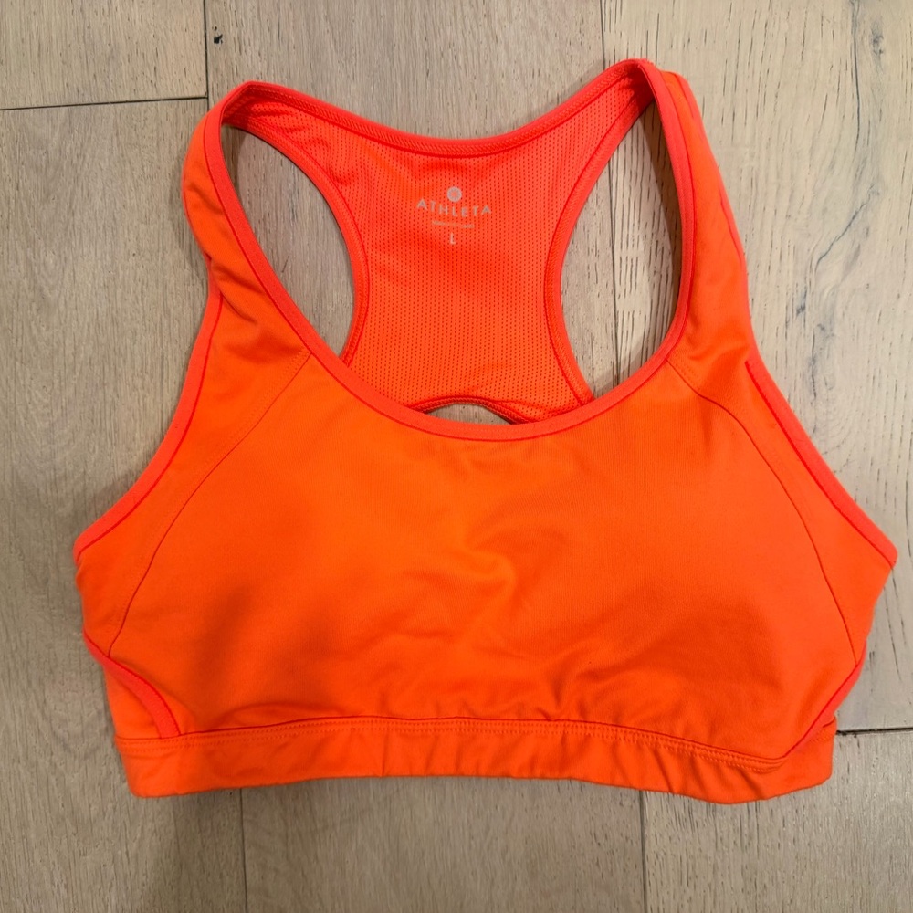 Athleta Vibrant Orange/Pink  Sports Bra size L